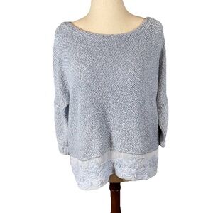 Soft Surroundings Sweater Pullover Size Petite Large Knit Embroidery Accent